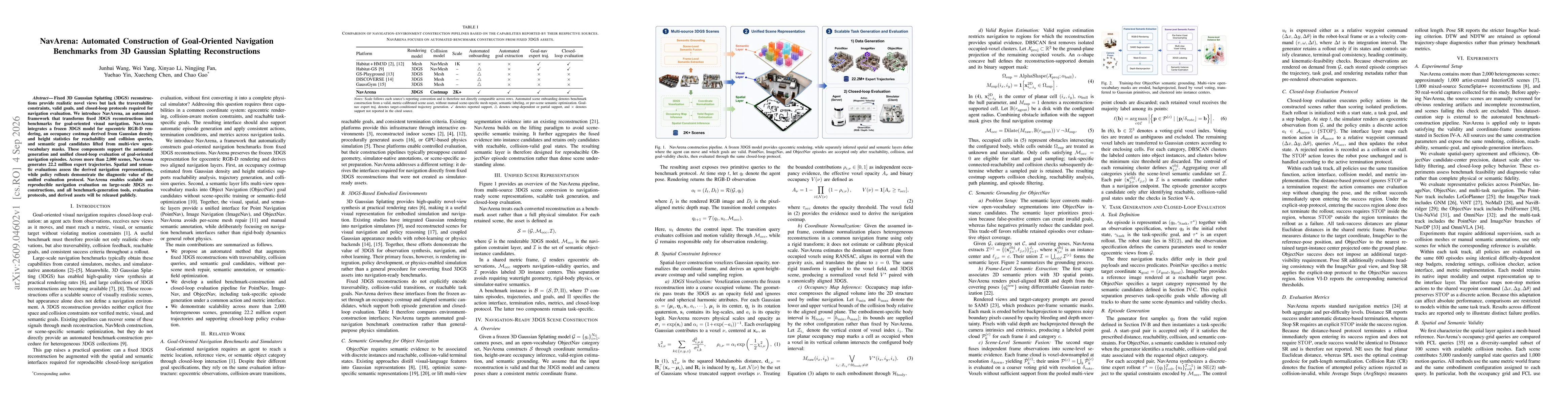 Thumbnail for NavArena: Automated Construction of Goal-Oriented Navigation Benchmarks from 3D Gaussian Splatting Reconstructions