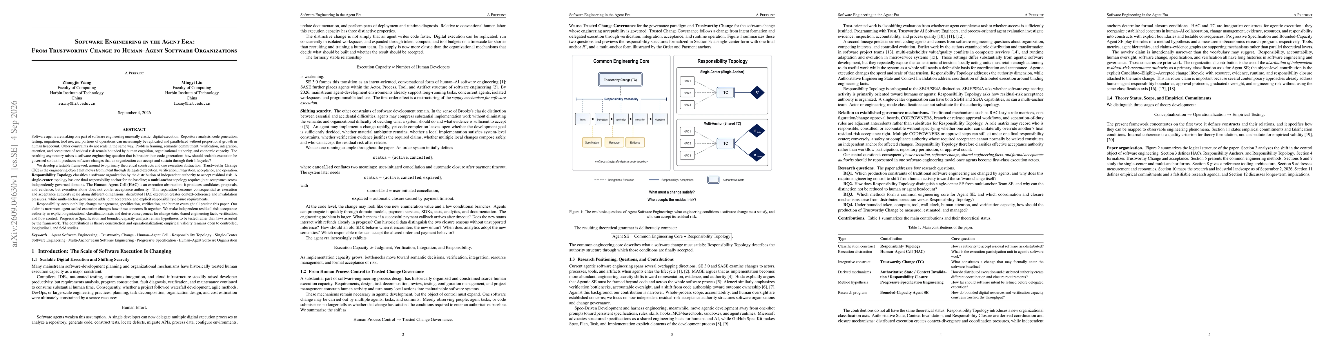 Thumbnail for Software Engineering in the Agent Era From Trustworthy Change to Human Agent Software Organizations