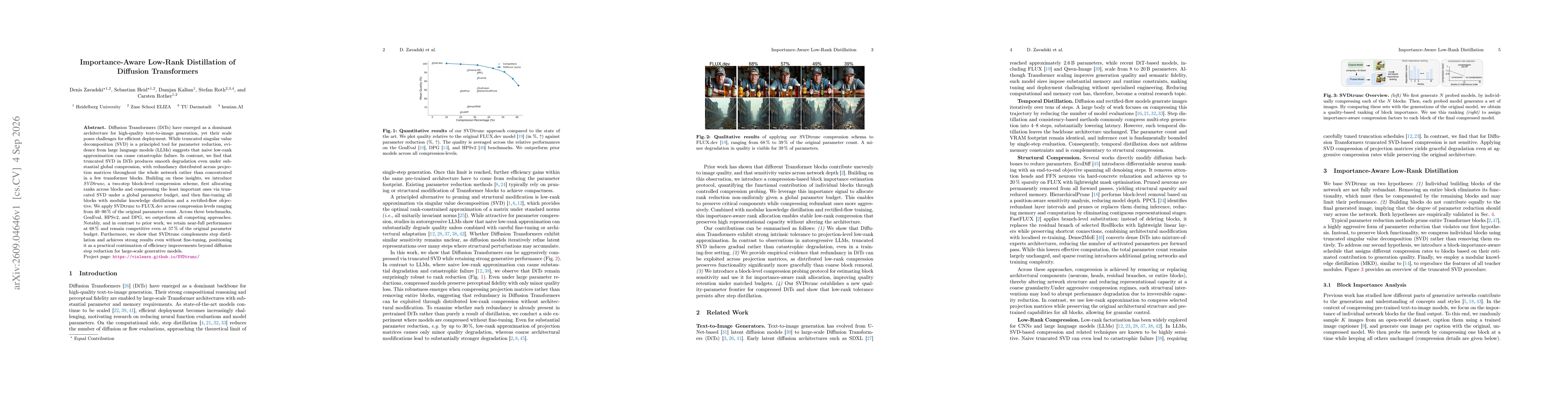 Thumbnail for Importance-Aware Low-Rank Distillation of Diffusion Transformers