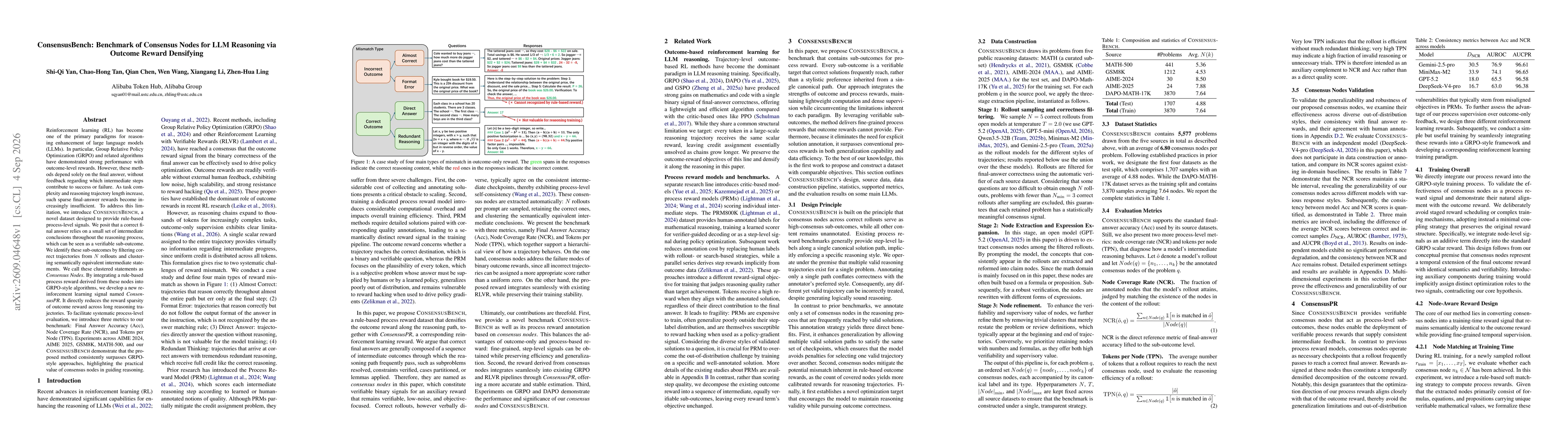Thumbnail for ConsensusBench: Benchmark of Consensus Nodes for LLM Reasoning via Outcome Reward Densifying