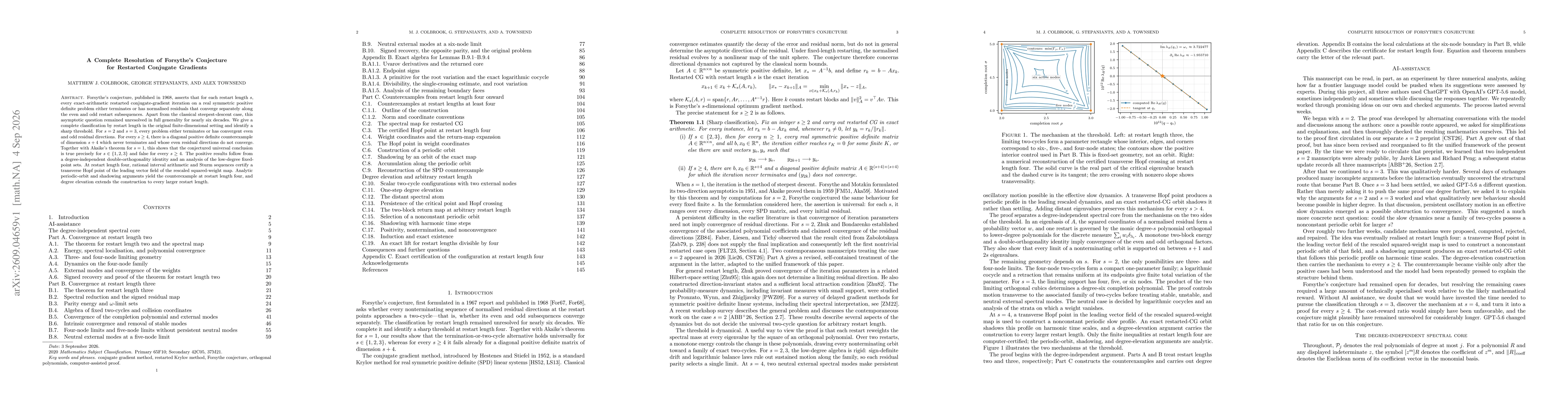 Thumbnail for A Complete Resolution of Forsythe's Conjecture for Restarted Conjugate Gradients