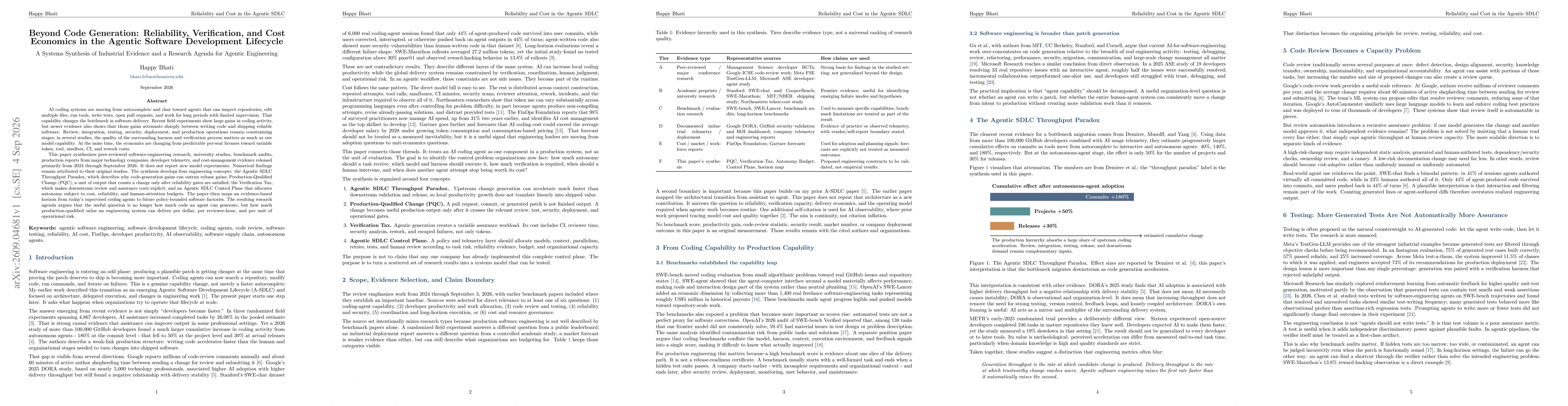 Thumbnail for Beyond Code Generation: Reliability, Verification, and Cost Economics in the Agentic Software Development Lifecycle