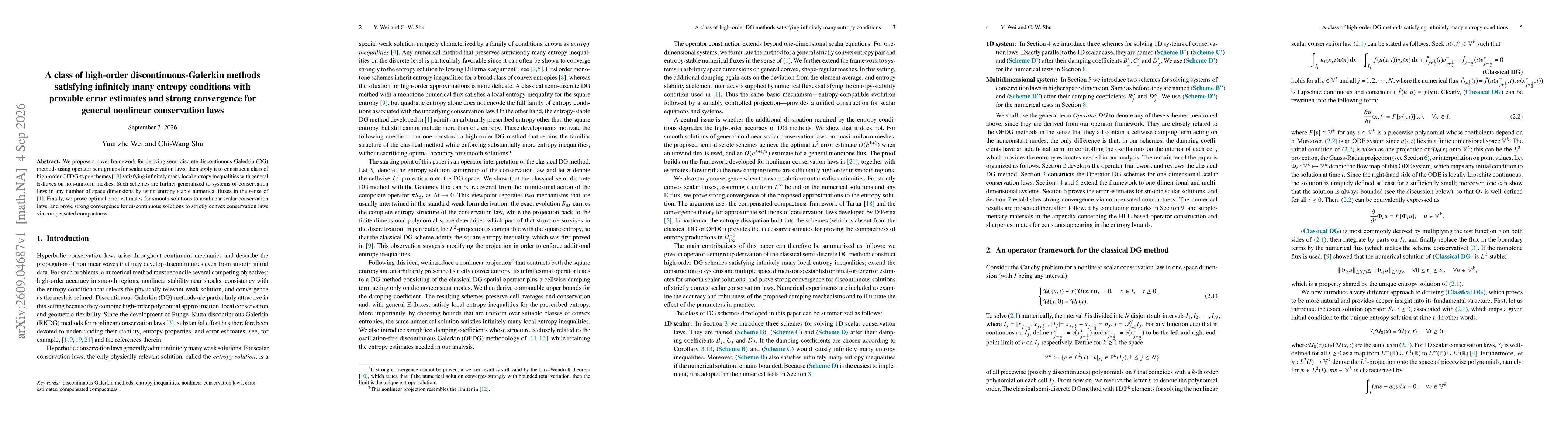 Thumbnail for A class of high-order discontinuous-Galerkin methods satisfying infinitely many entropy conditions with provable error estimates and strong convergence for general nonlinear conservation laws