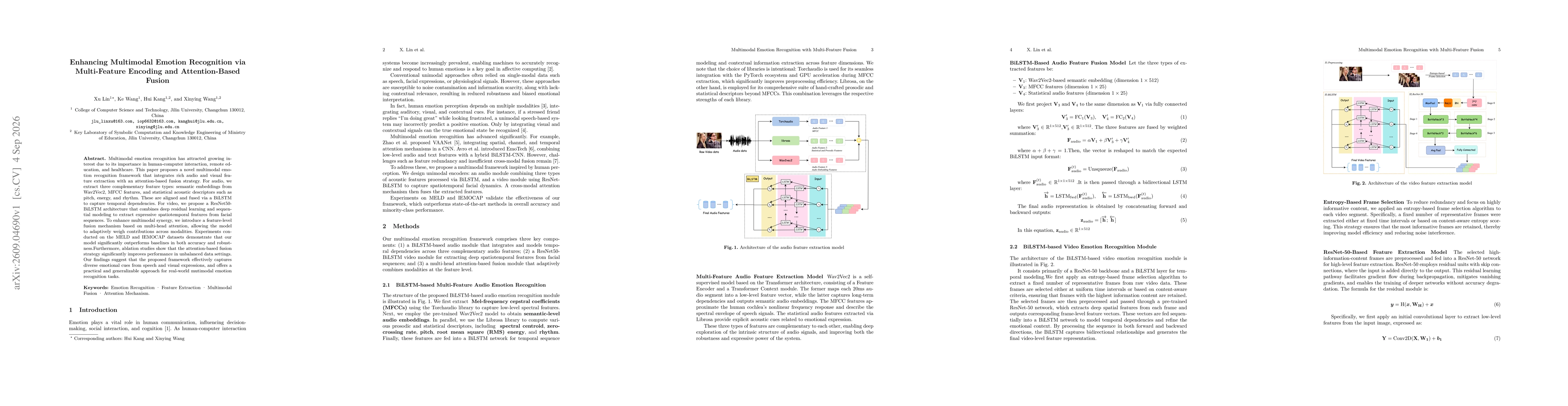 Thumbnail for Enhancing Multimodal Emotion Recognition via Multi-Feature Encoding and Attention-Based Fusion
