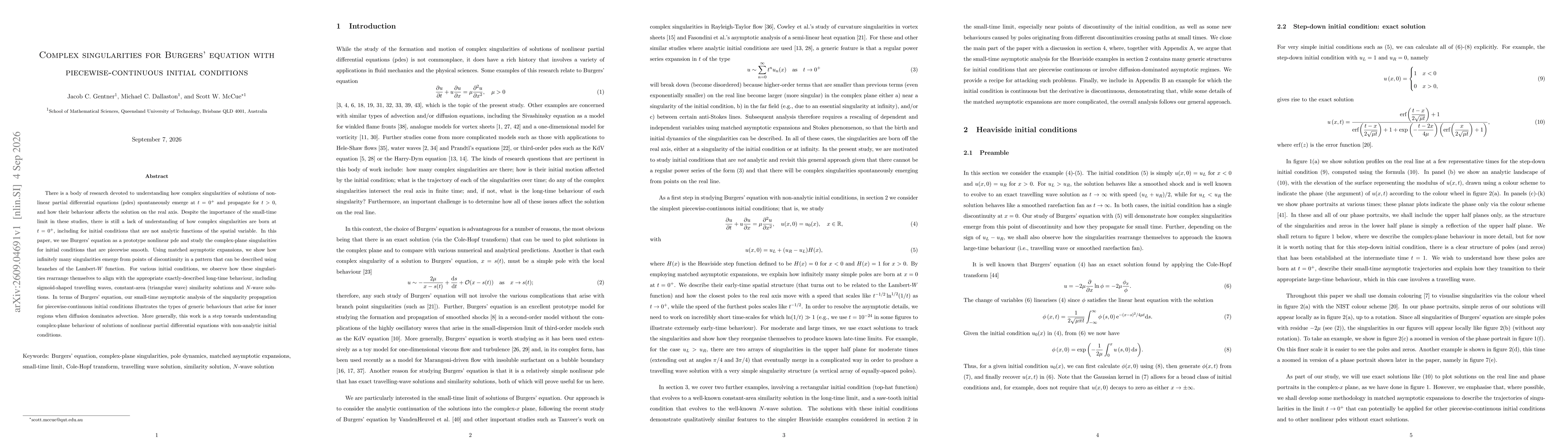 Thumbnail for Complex singularities for Burgers' equation with piecewise-continuous initial conditions