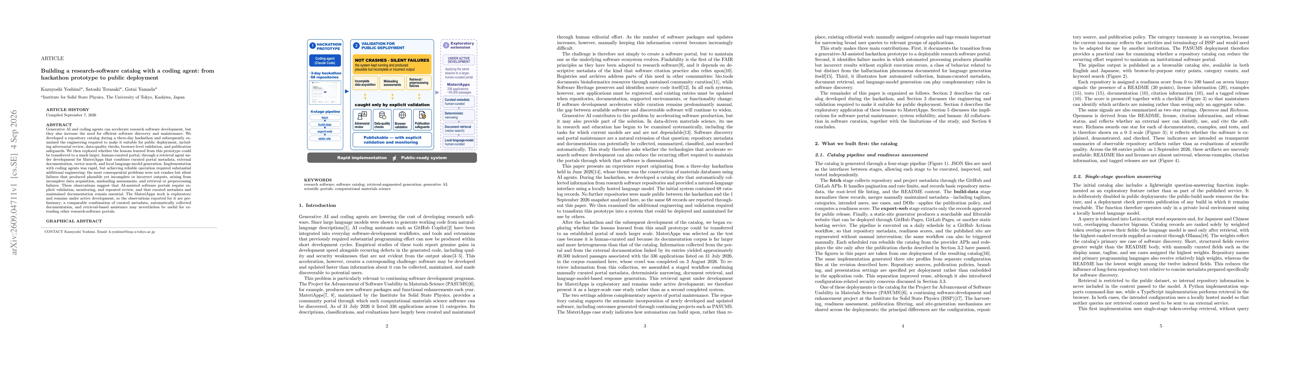 Thumbnail for Building a research-software catalog with a coding agent: from hackathon prototype to public deployment