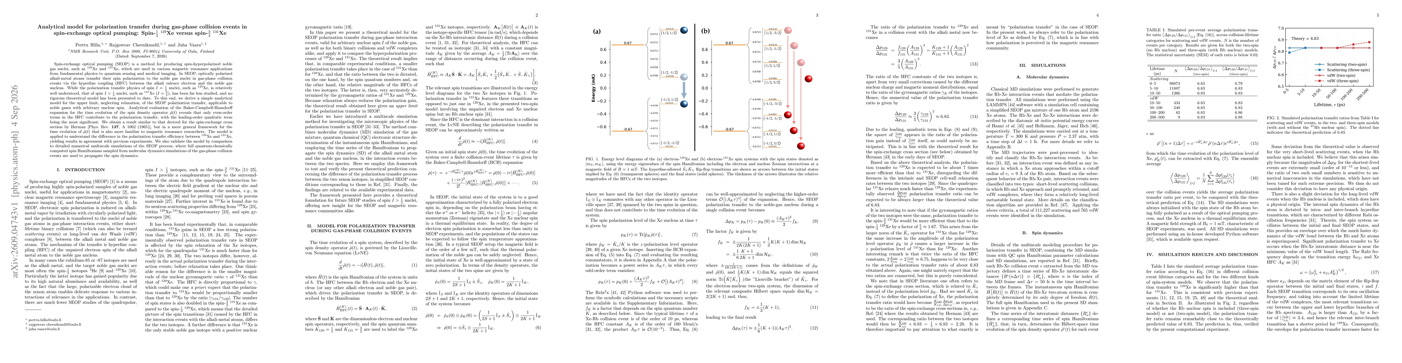 Thumbnail for Analytical model for polarization transfer during gas-phase collision events in spin-exchange optical pumping: Spin-$\frac{1}{2}$ $^{129}$Xe versus spin-$\frac{3}{2}$ $^{131}$Xe