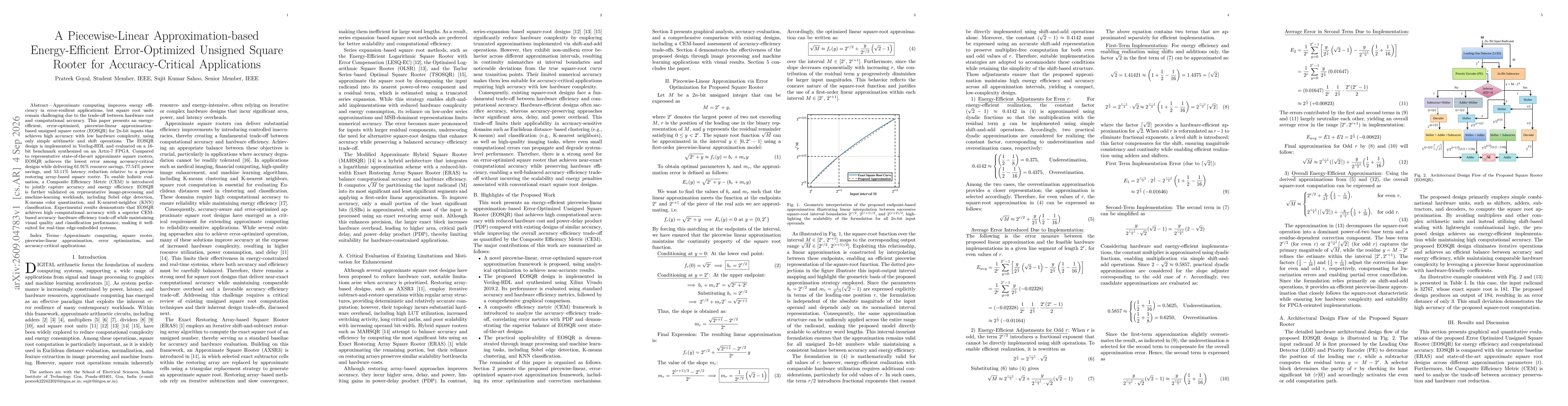 Thumbnail for A Piecewise-Linear Approximation-based Energy-Efficient Error-Optimized Unsigned Square Rooter for Accuracy-Critical Applications