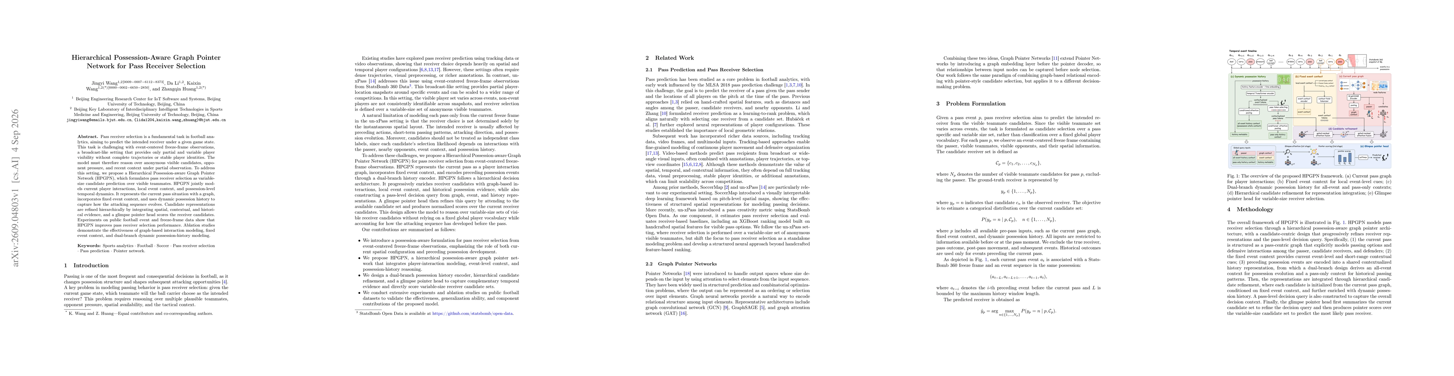 Thumbnail for Hierarchical Possession-Aware Graph Pointer Network for Pass Receiver Selection