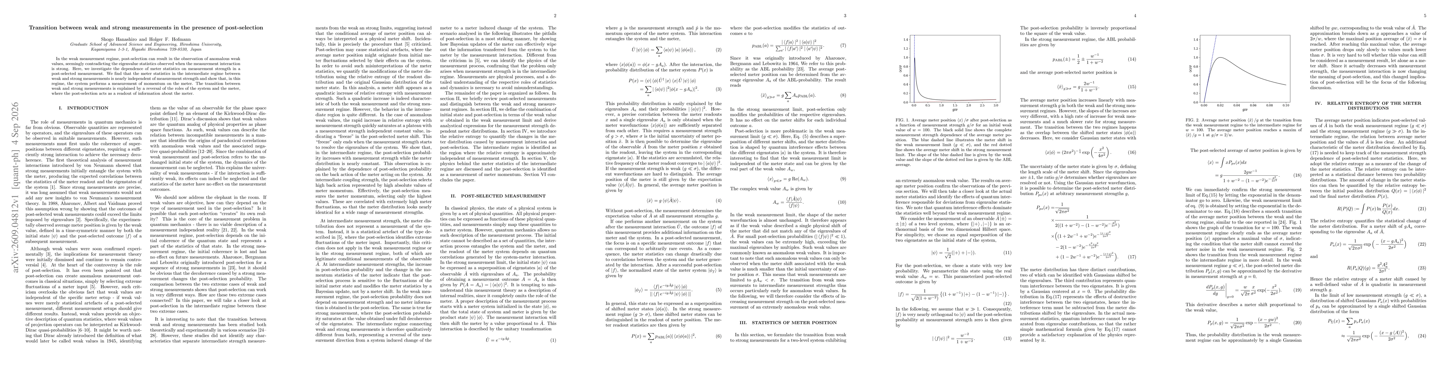 Thumbnail for Transition between weak and strong measurements in the presence of post-selection