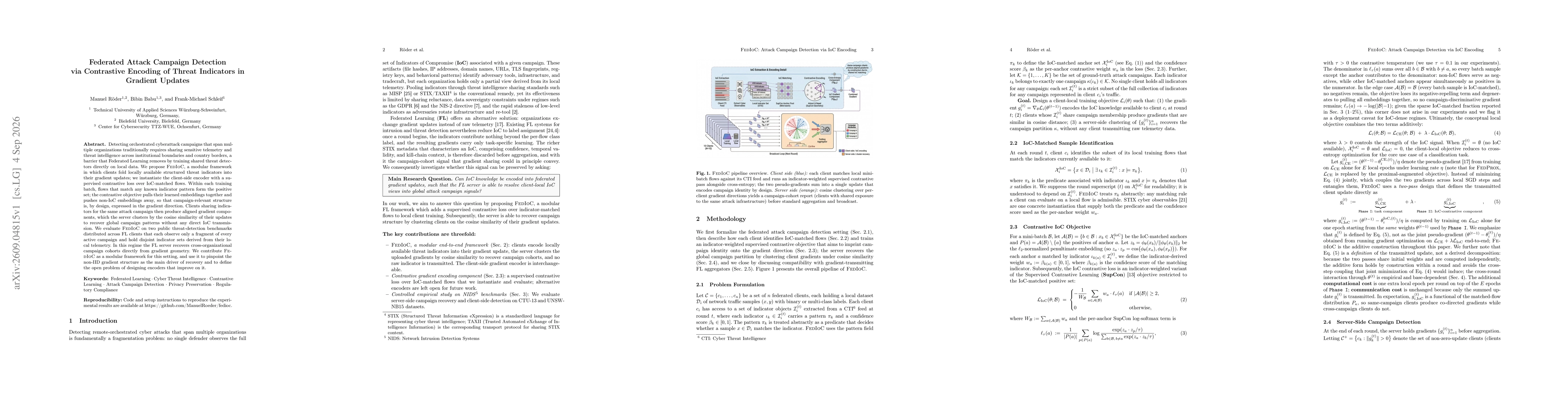 Thumbnail for Federated Attack Campaign Detection via Contrastive Encoding of Threat Indicators in Gradient Updates