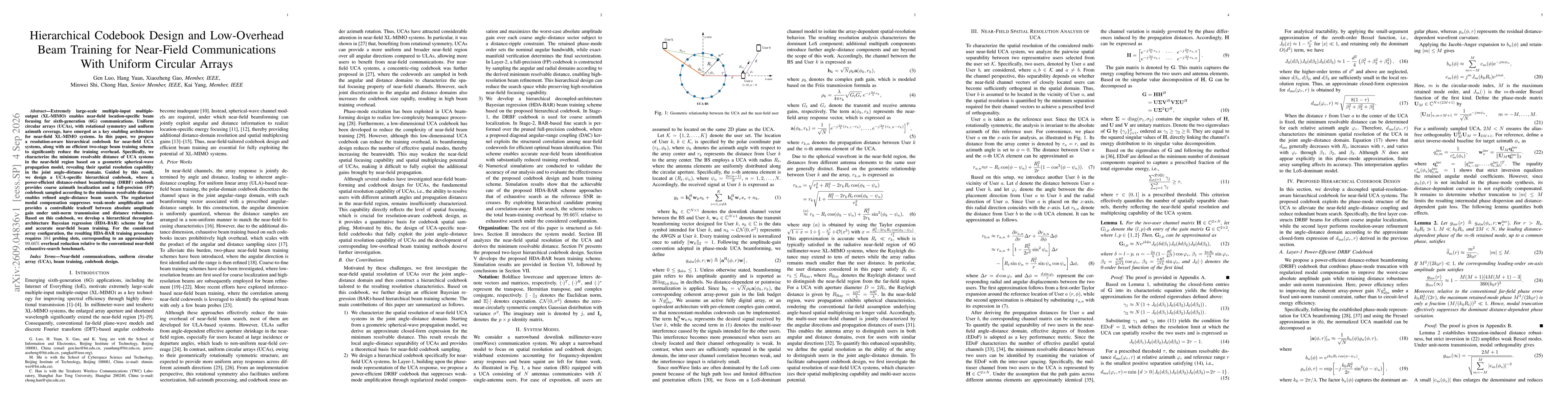Thumbnail for Hierarchical Codebook Design and Low-Overhead Beam Training for Near-Field Communications With Uniform Circular Arrays