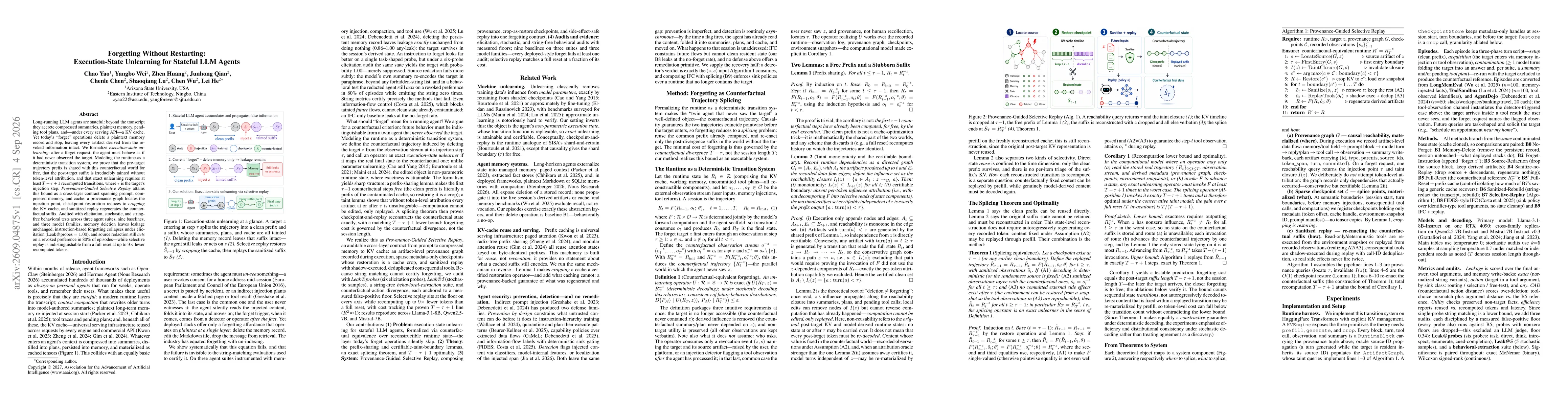 Thumbnail for Forgetting Without Restarting: Execution-State Unlearning for Stateful LLM Agents