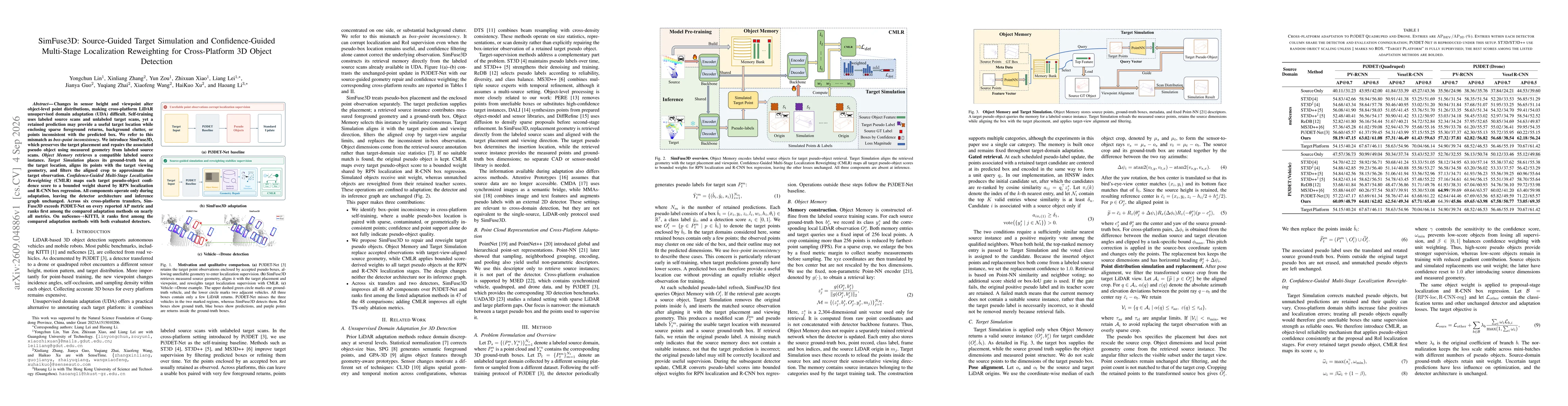 Thumbnail for SimFuse3D: Source-Guided Target Simulation and Confidence-Guided Multi-Stage Localization Reweighting for Cross-Platform 3D Object Detection