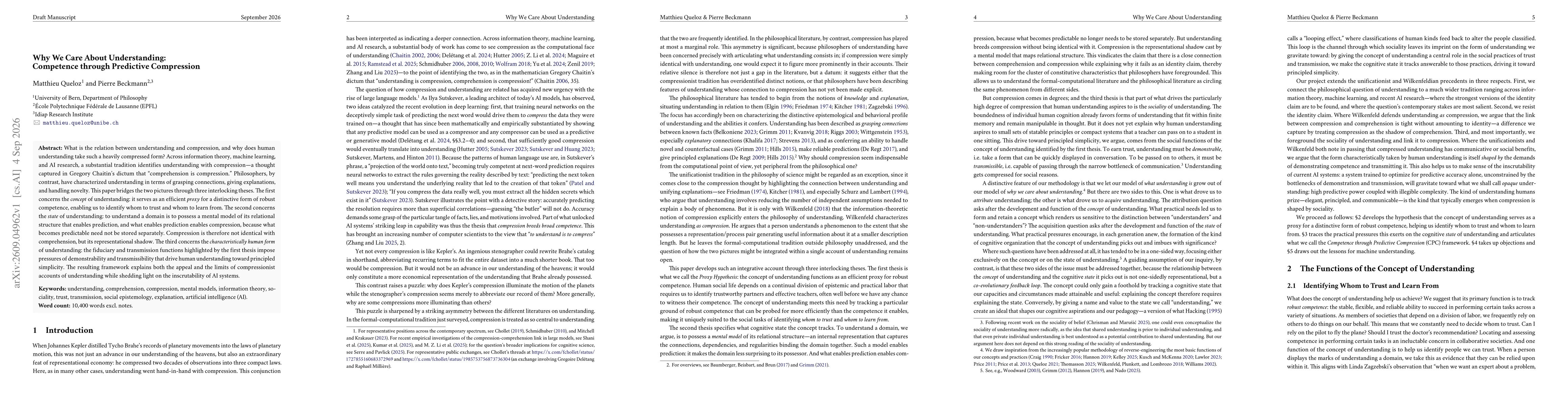 Thumbnail for Why We Care About Understanding: Competence through Predictive Compression