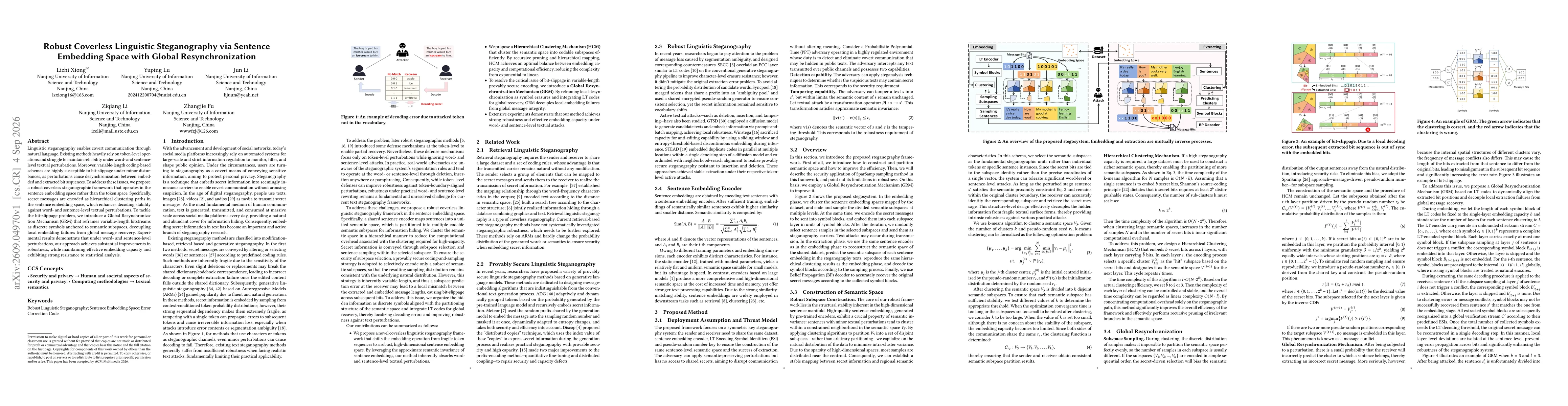 Thumbnail for Robust Coverless Linguistic Steganography via Sentence Embedding Space with Global Resynchronization