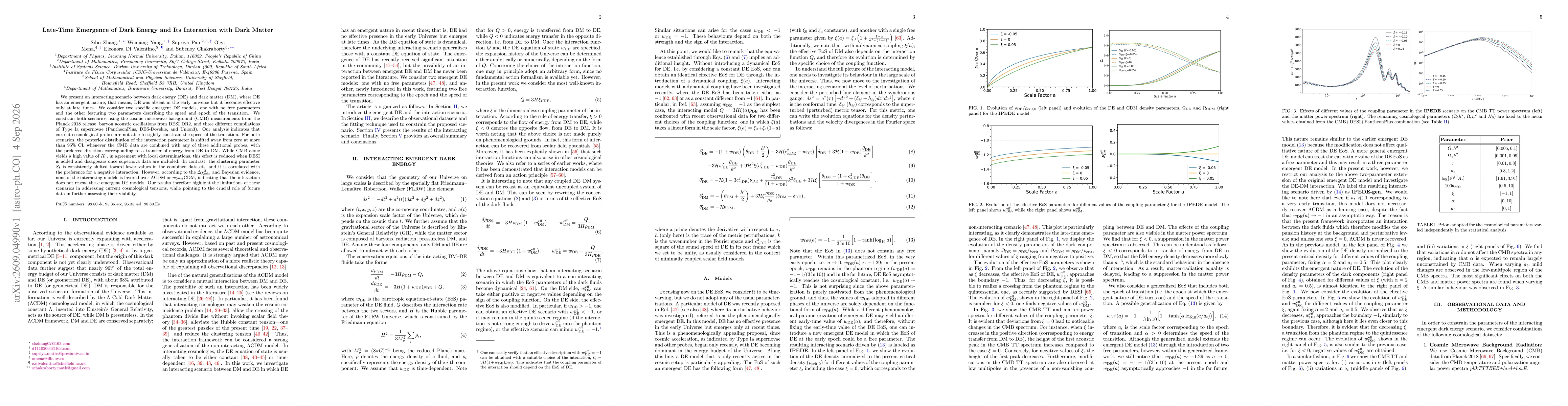 Thumbnail for Late-Time Emergence of Dark Energy and Its Interaction with Dark Matter