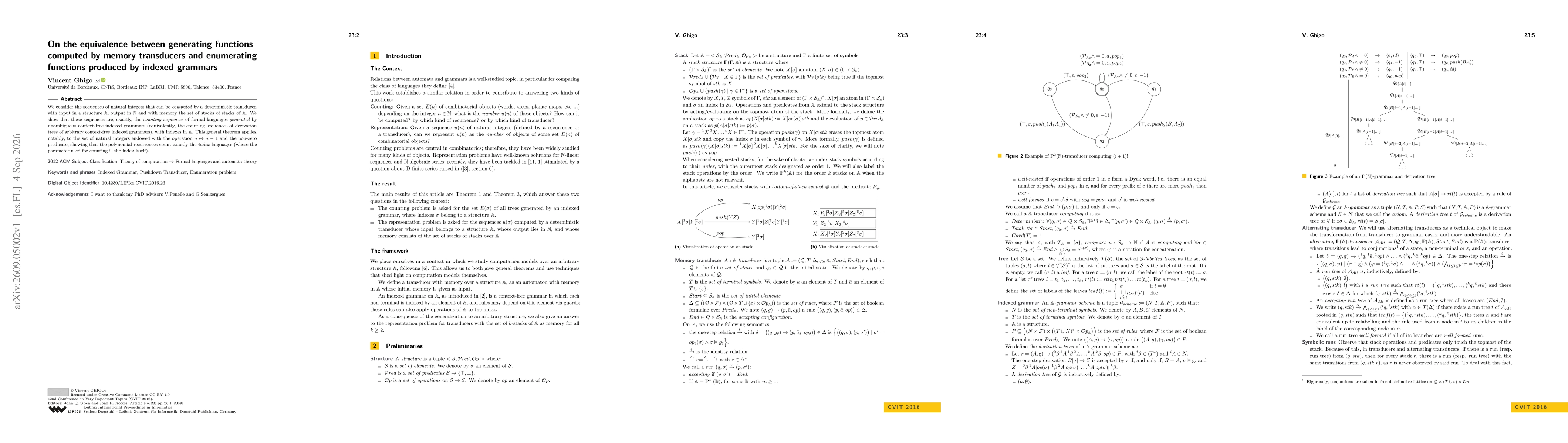 Thumbnail for On the equivalence between generating functions computed by memory transducers and enumerating functions produced by indexed grammars