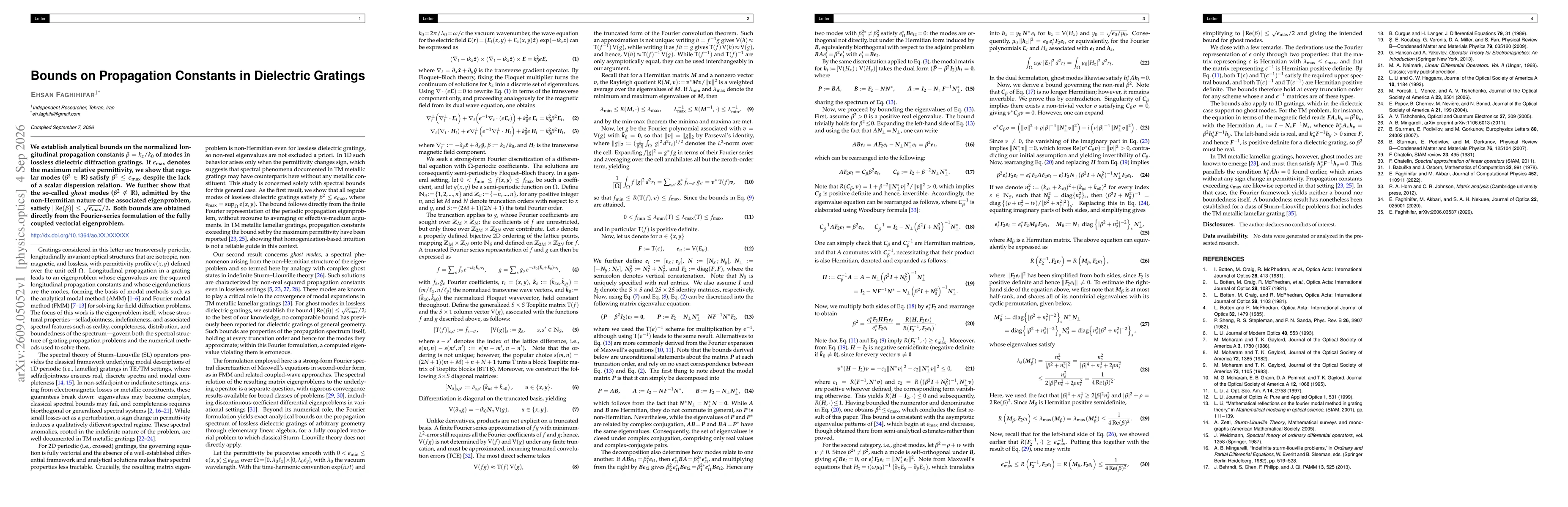 Thumbnail for Bounds on Propagation Constants in Dielectric Gratings
