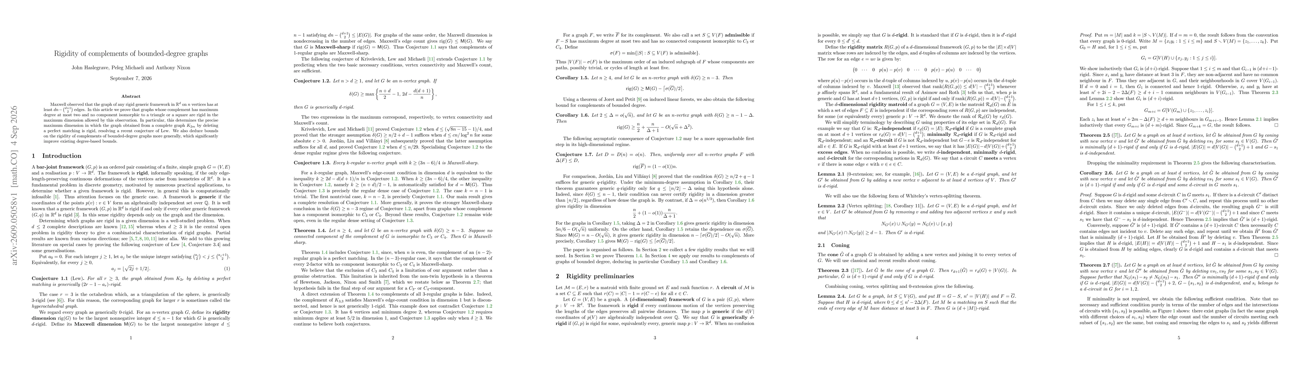 Thumbnail for Rigidity of complements of bounded-degree graphs
