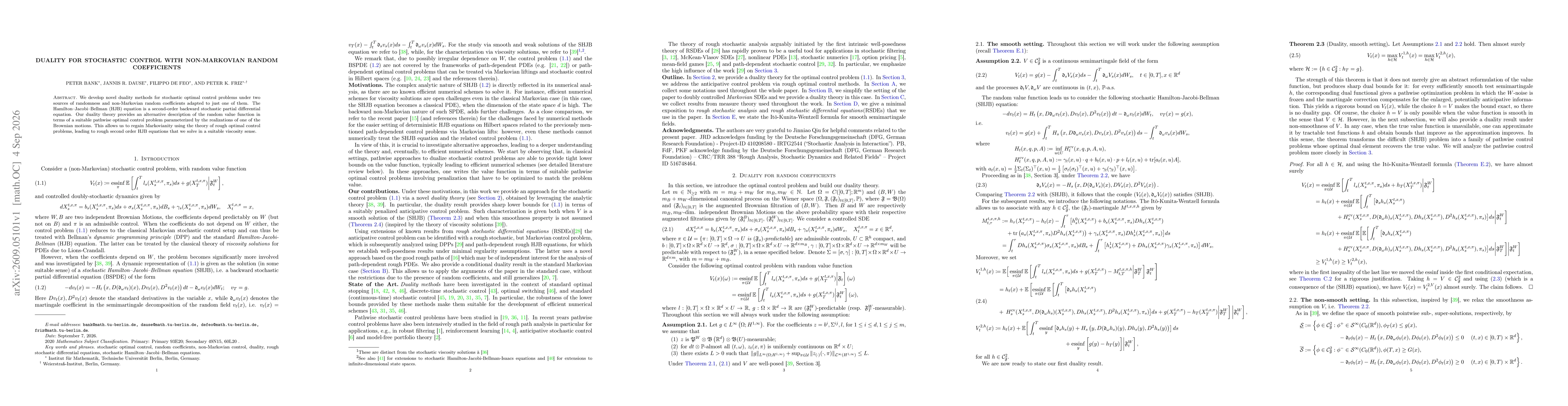 Thumbnail for Duality for Stochastic Control with non-Markovian Random Coefficients