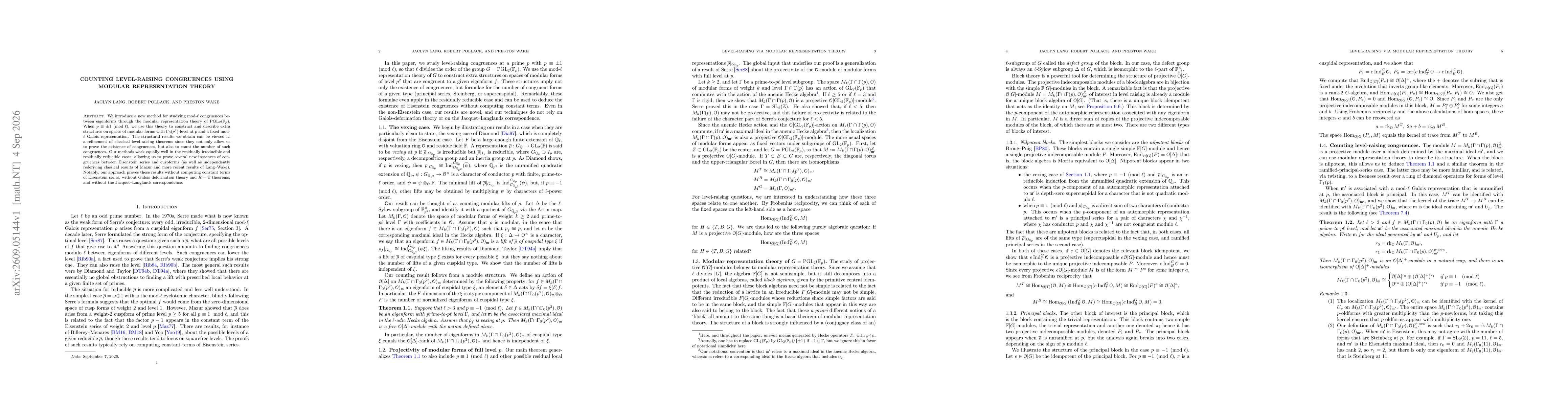 Thumbnail for Counting level-raising congruences using modular representation theory