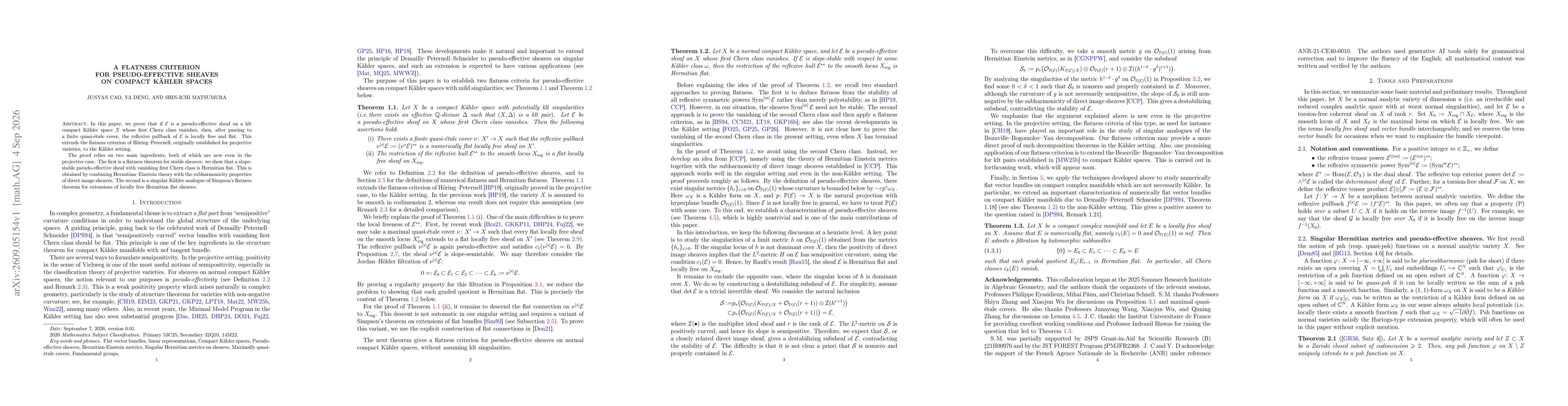 Thumbnail for A flatness criterion for pseudo-effective sheaves on compact Kähler spaces