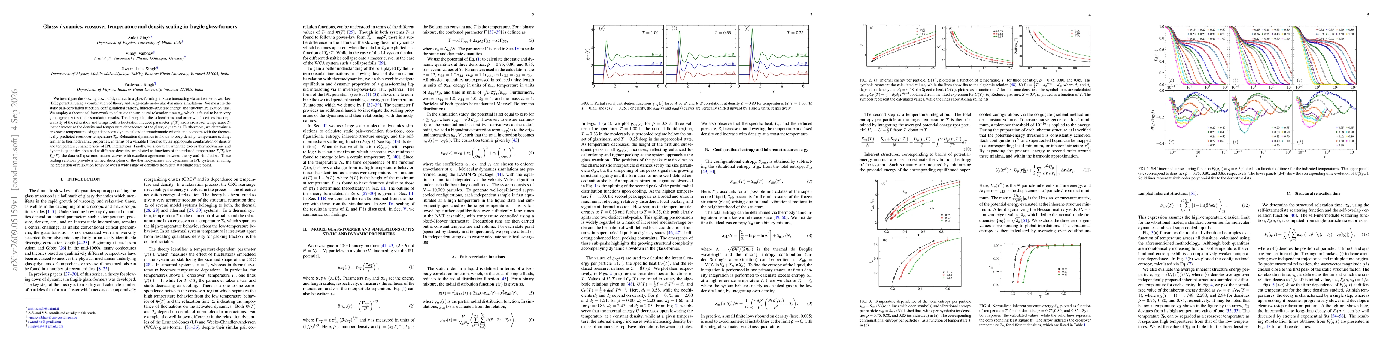 Thumbnail for Glassy dynamics, crossover temperature and density scaling in fragile glass-formers