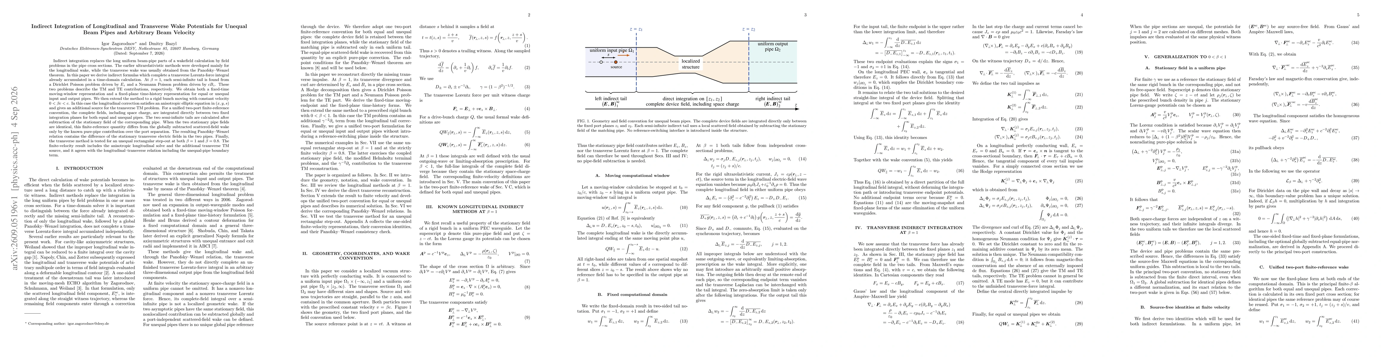 Thumbnail for Indirect Integration of Longitudinal and Transverse Wake Potentials for Unequal Beam Pipes and Arbitrary Beam Velocity