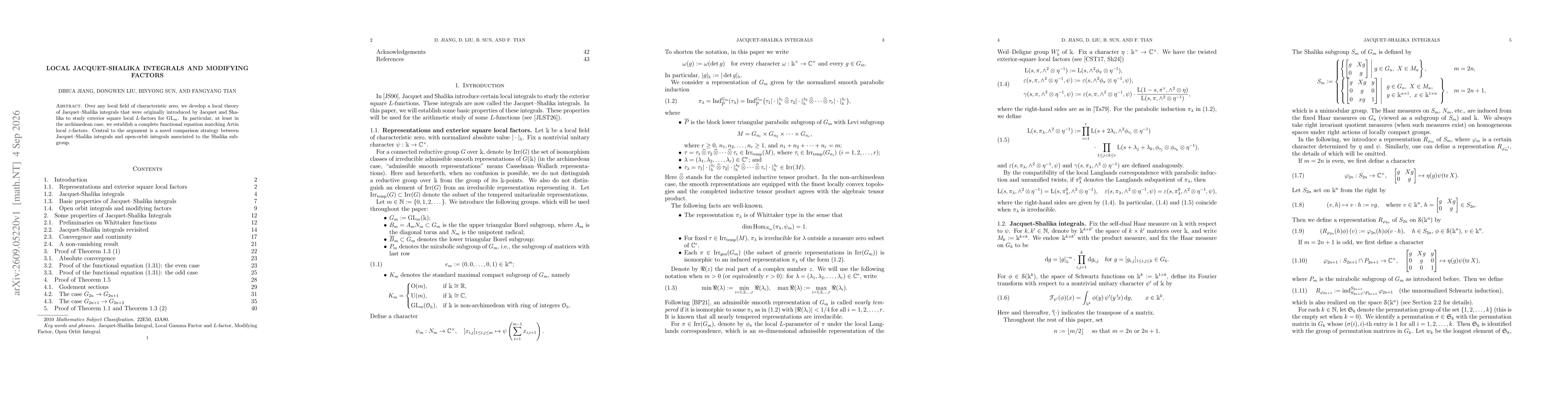 Thumbnail for Local Jacquet-Shalika integrals and modifying factors