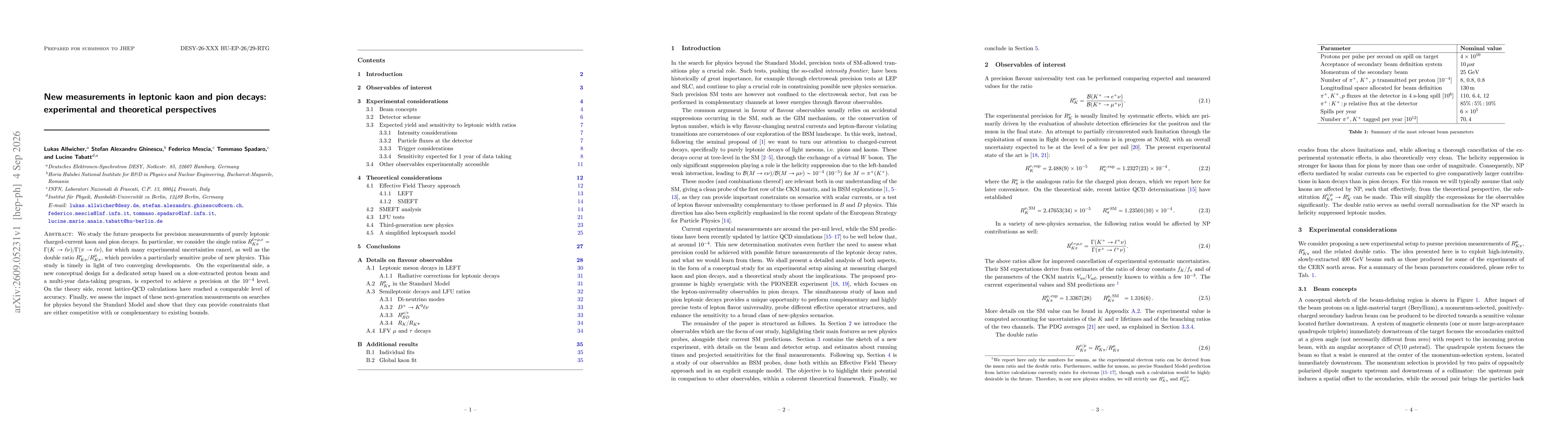 Thumbnail for New measurements in leptonic kaon and pion decays: experimental and theoretical perspectives