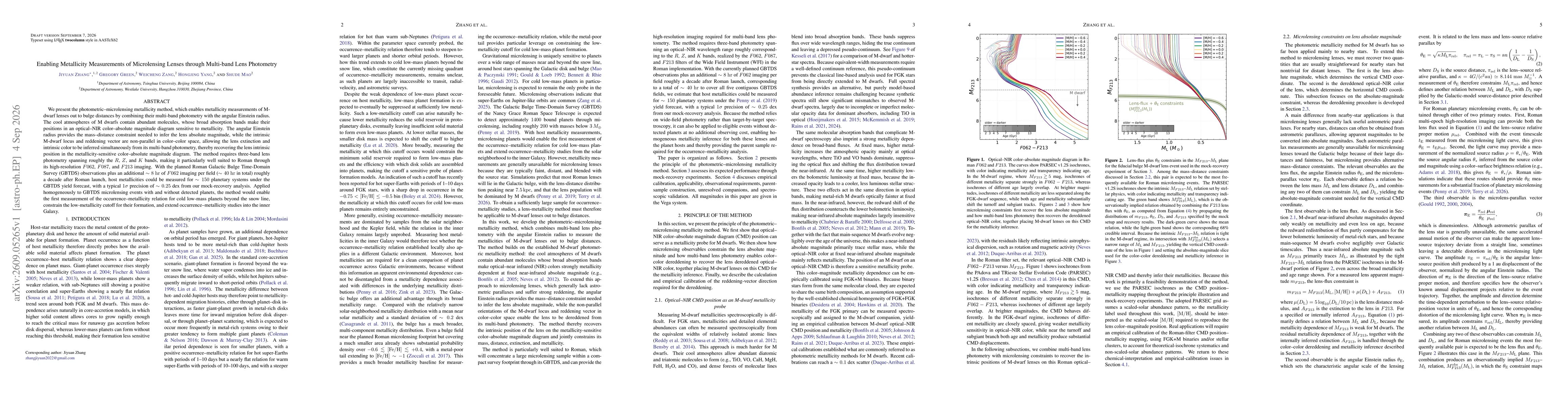 Thumbnail for Enabling Metallicity Measurements of Microlensing Lenses through Multi-band Lens Photometry