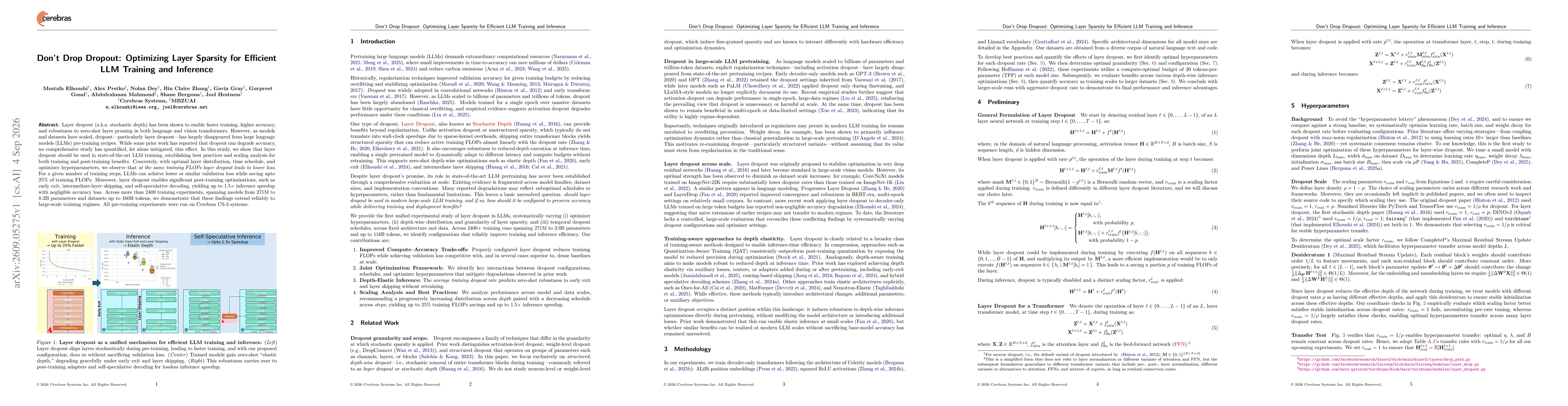 Thumbnail for Don't Drop Dropout: Optimizing Layer Sparsity for Efficient LLM Training and Inference