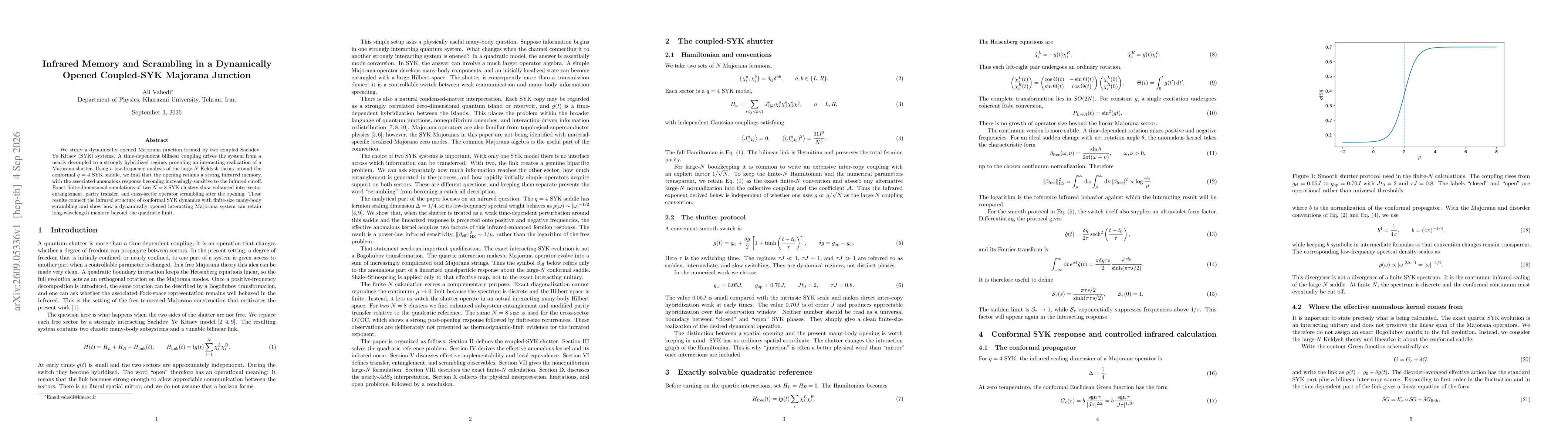 Thumbnail for Infrared Memory and Scrambling in a Dynamically Opened Coupled-SYK Majorana Junction