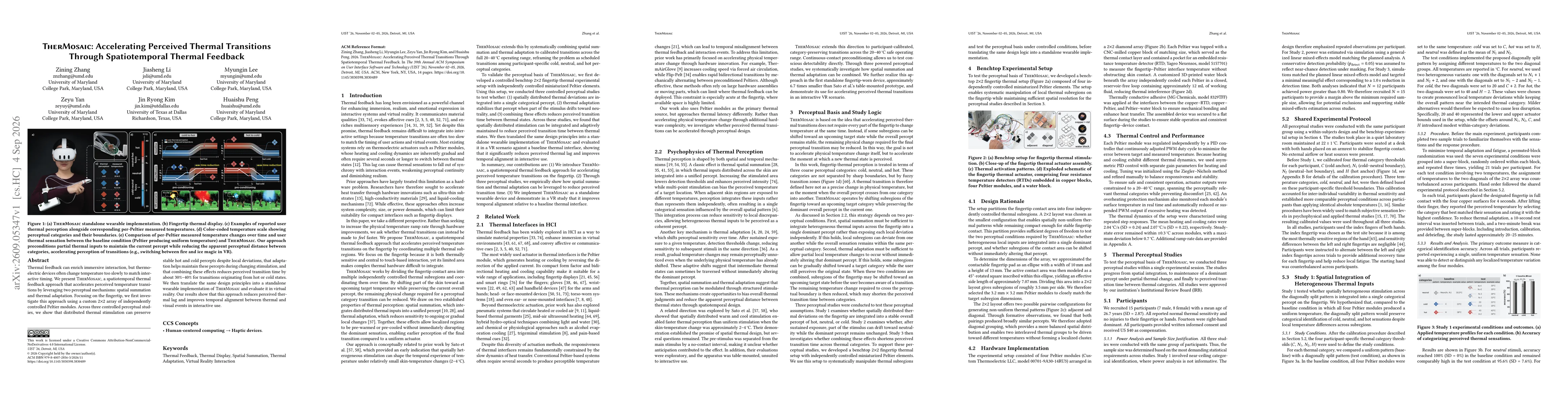 Thumbnail for TherMosaic: Accelerating Perceived Thermal Transitions Through Spatiotemporal Thermal Feedback