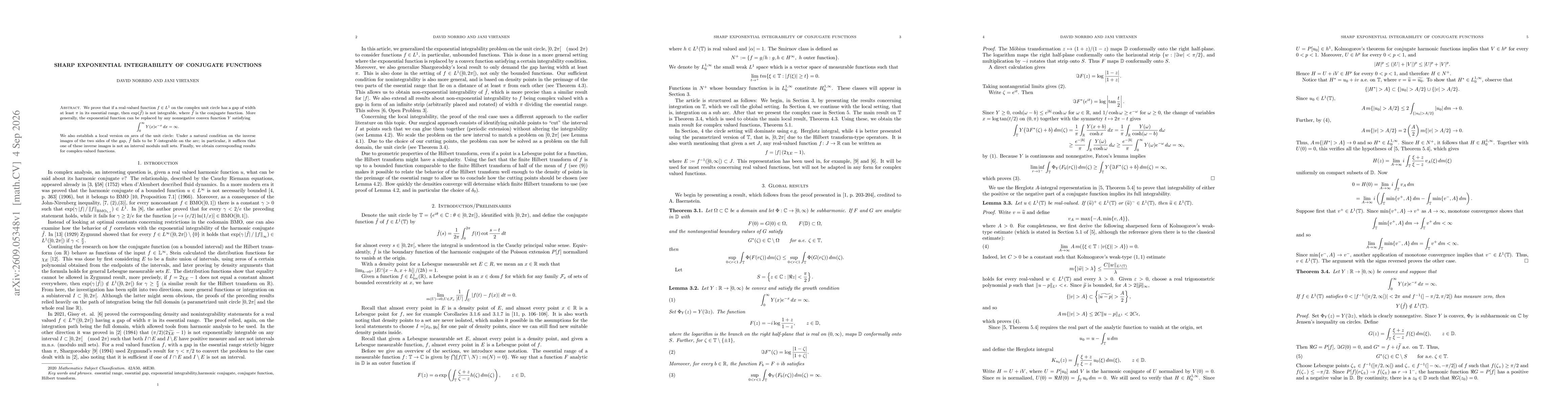 Thumbnail for Sharp exponential integrability of conjugate functions