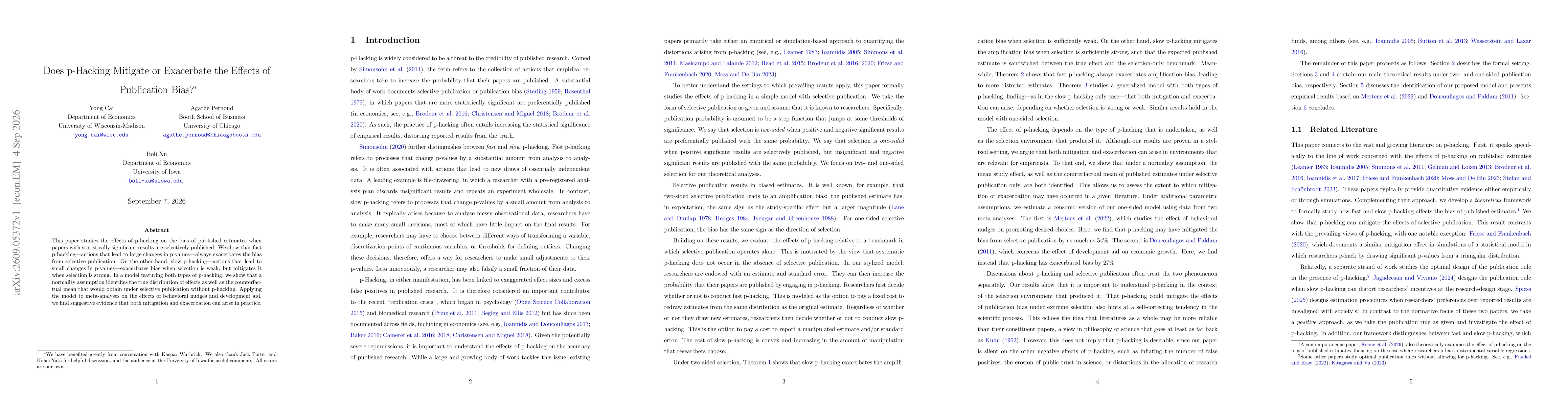 Thumbnail for Does p-Hacking Mitigate or Exacerbate the Effects of Publication Bias?