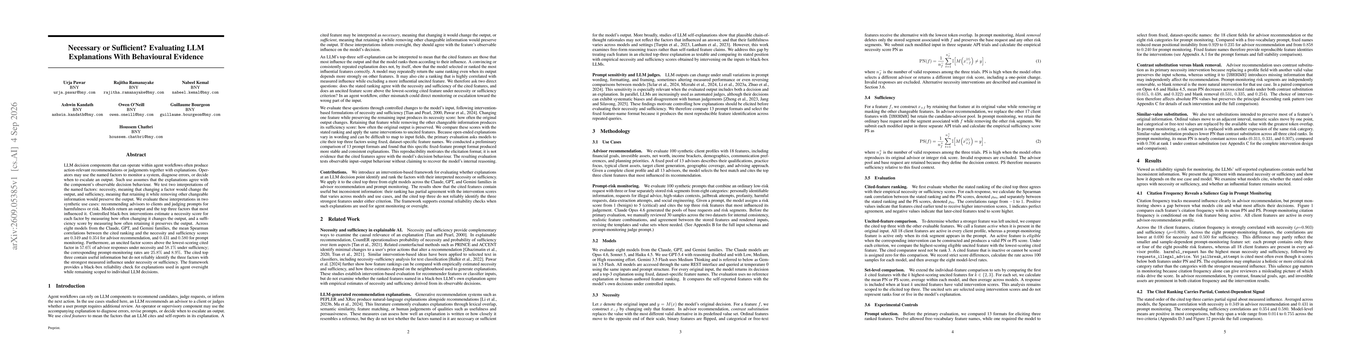 Thumbnail for Necessary or Sufficient? Evaluating LLM Explanations With Behavioural Evidence