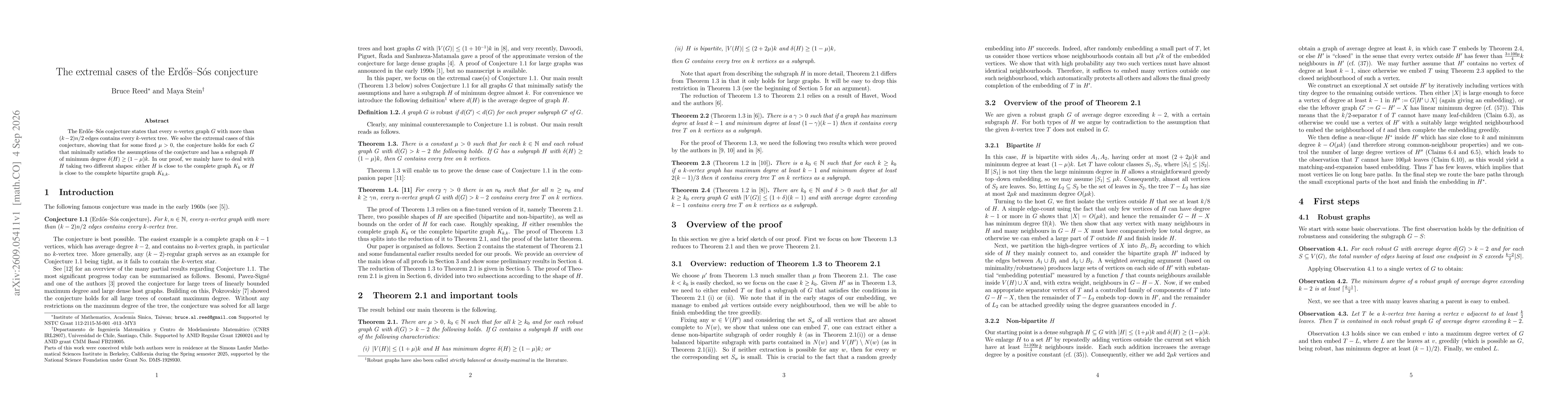 Thumbnail for The extremal cases of the Erd\H os--Sós conjecture