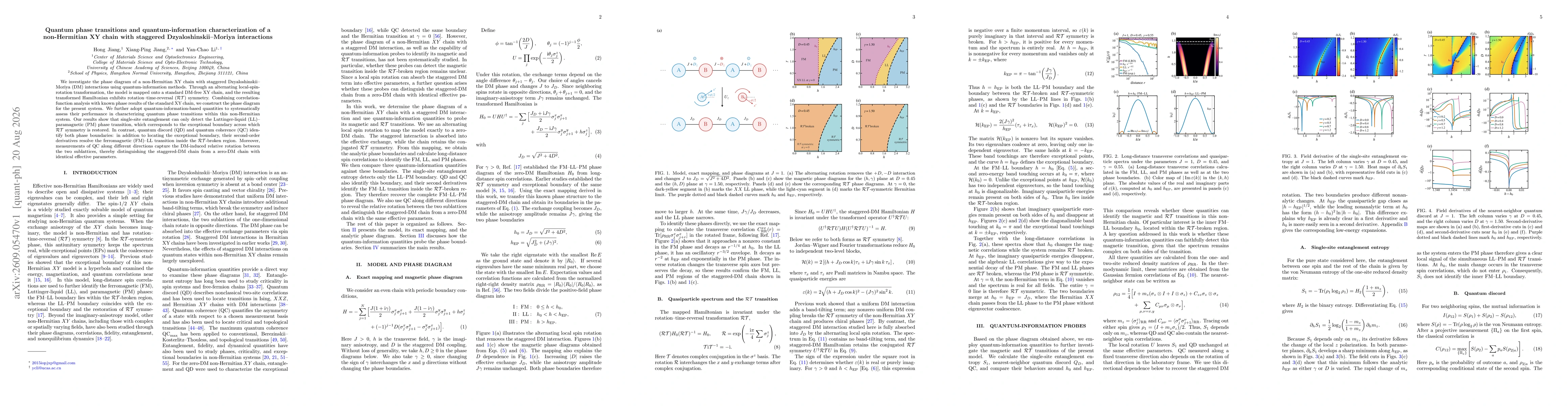 Thumbnail for Quantum phase transitions and quantum-information characterization of a non-Hermitian XY chain with staggered Dzyaloshinskii--Moriya interactions