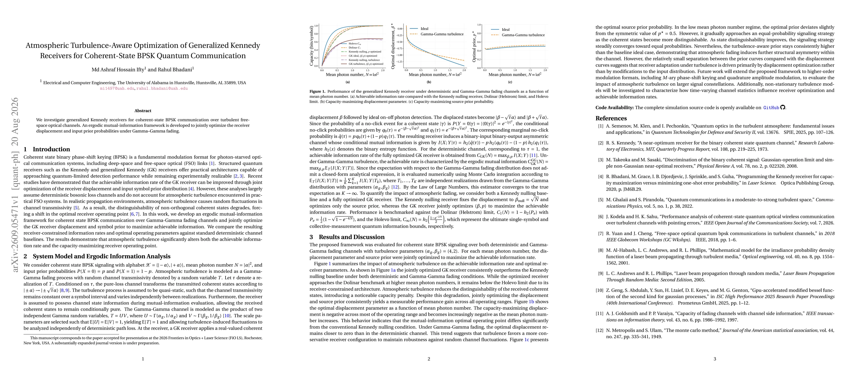 Thumbnail for Atmospheric Turbulence-Aware Optimization of Generalized Kennedy Receivers for Coherent-State BPSK Quantum Communication