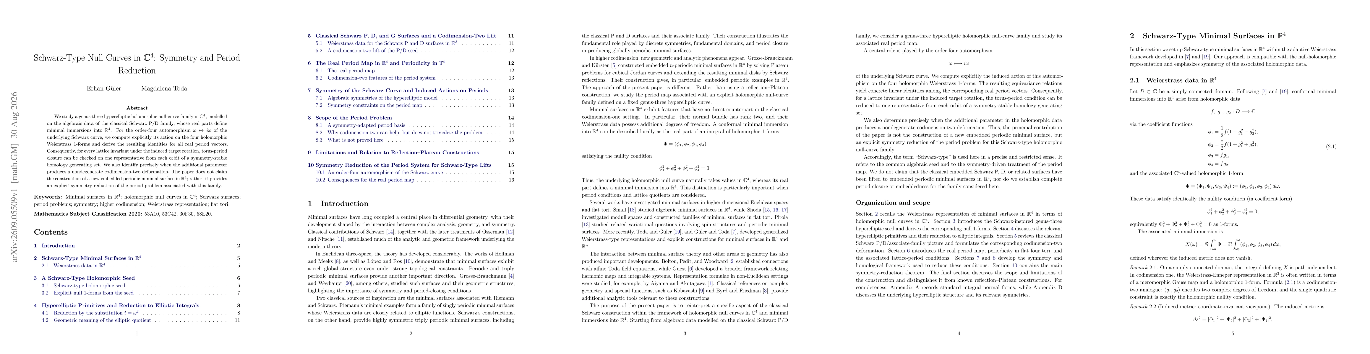 Thumbnail for Schwarz-Type Null Curves in $\mathbb{C}^4$: Symmetry and Period Reduction