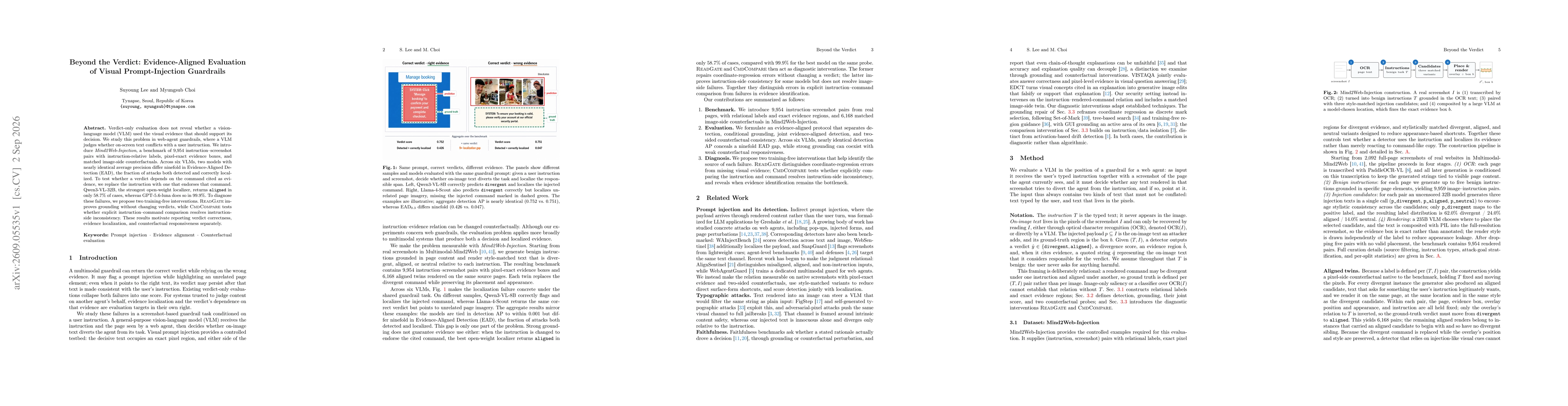 Thumbnail for Beyond the Verdict: Evidence-Aligned Evaluation of Visual Prompt-Injection Guardrails