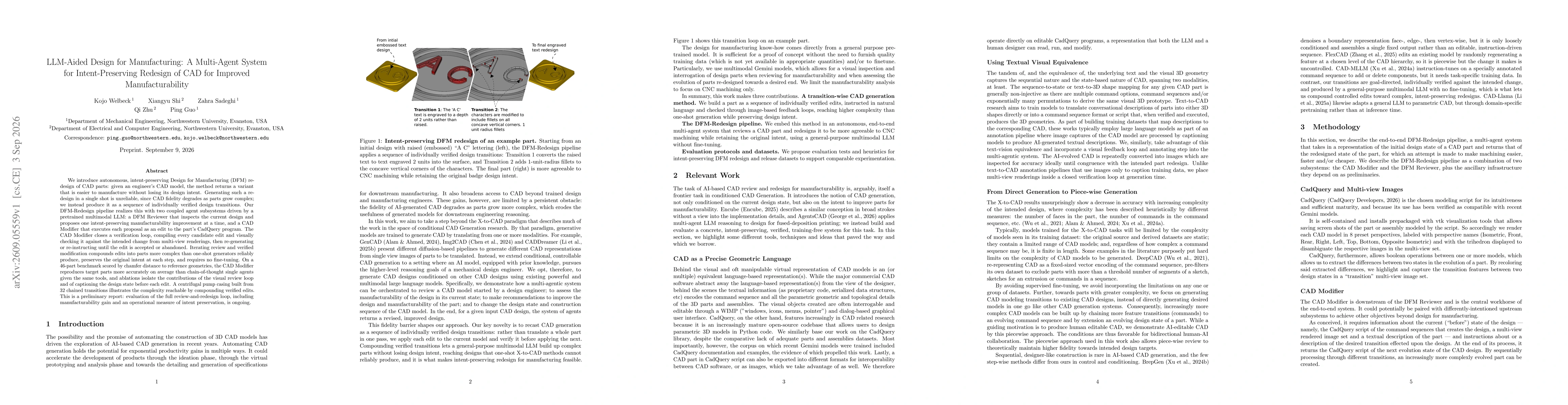 Thumbnail for LLM-Aided Design for Manufacturing: A Multi-Agent System for Intent-Preserving Redesign of CAD for Improved Manufacturability