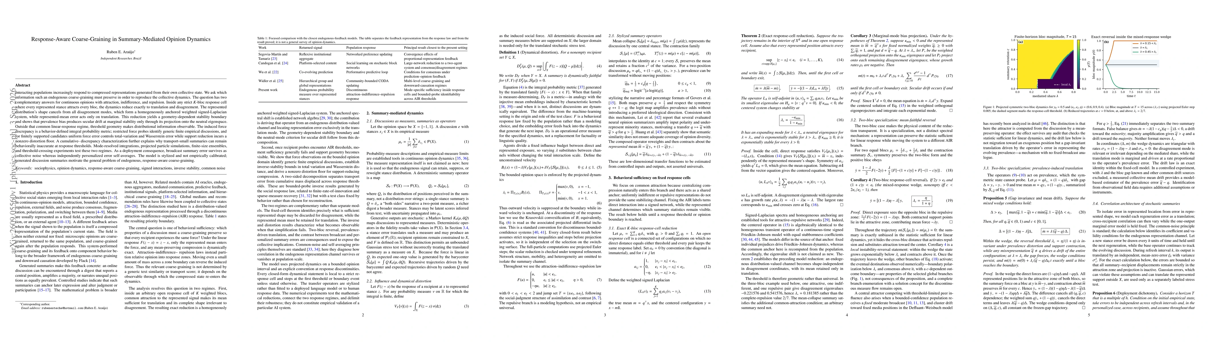 Thumbnail for Response-Aware Coarse-Graining in Summary-Mediated Opinion Dynamics