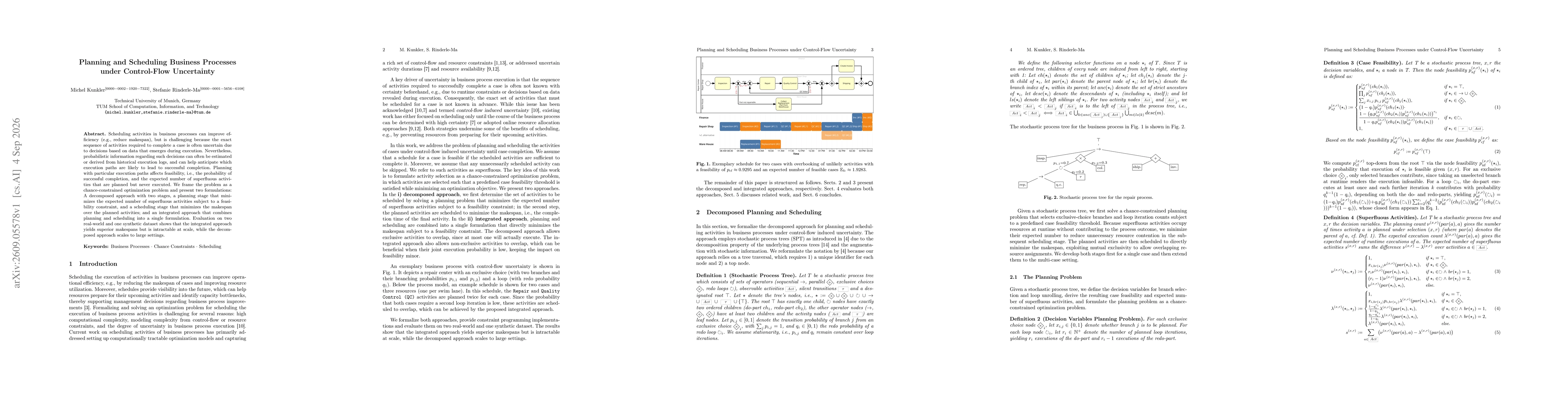 Thumbnail for Planning and Scheduling Business Processes under Control-Flow Uncertainty
