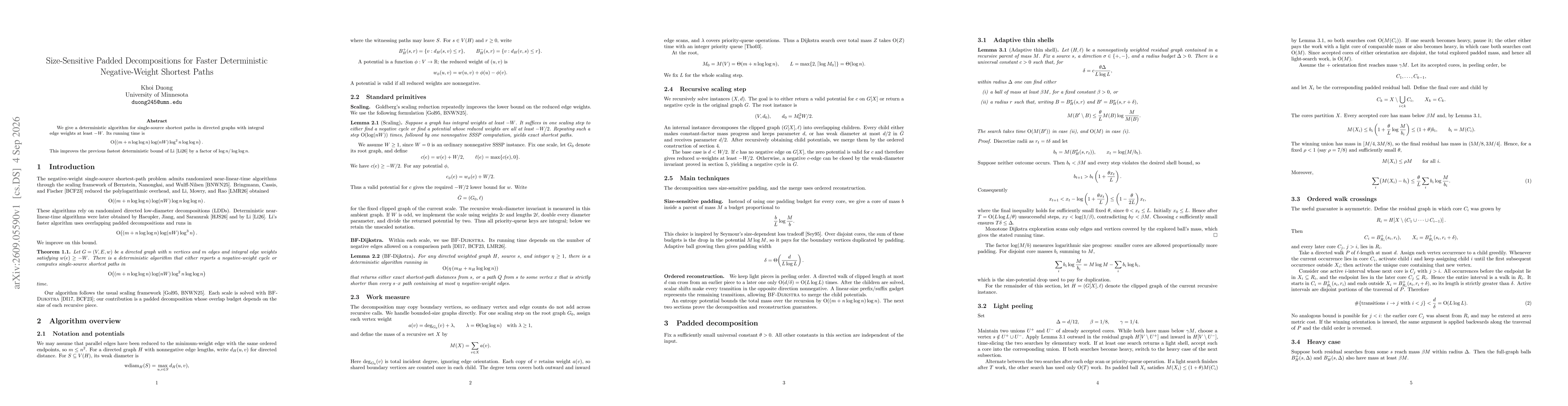 Thumbnail for Size-Sensitive Padded Decompositions for Faster Deterministic Negative-Weight Shortest Paths