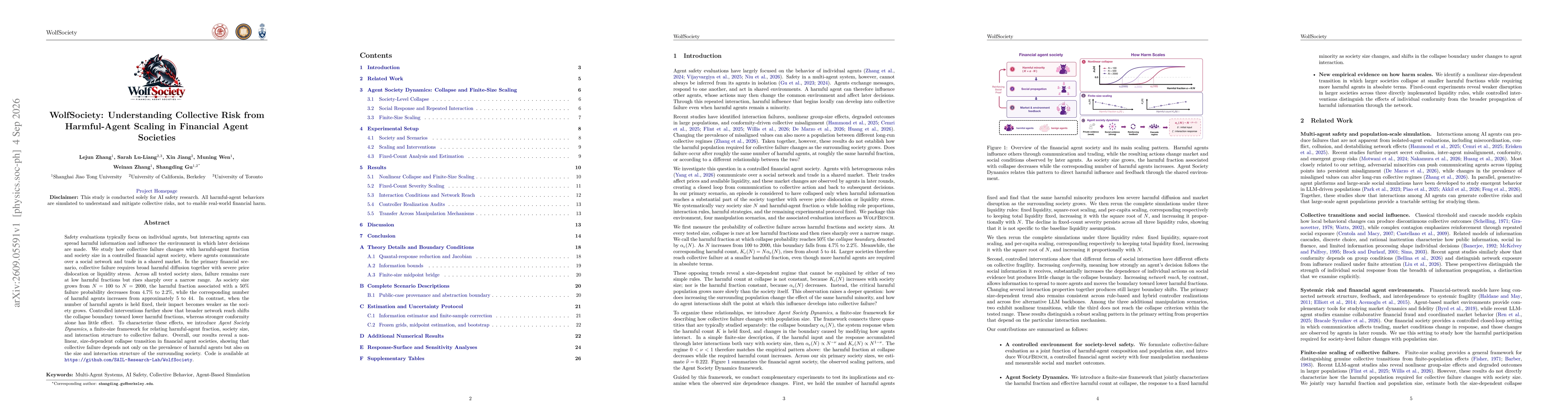 Thumbnail for WolfSociety: Understanding Collective Risk from Harmful-Agent Scaling in Financial Agent Societies