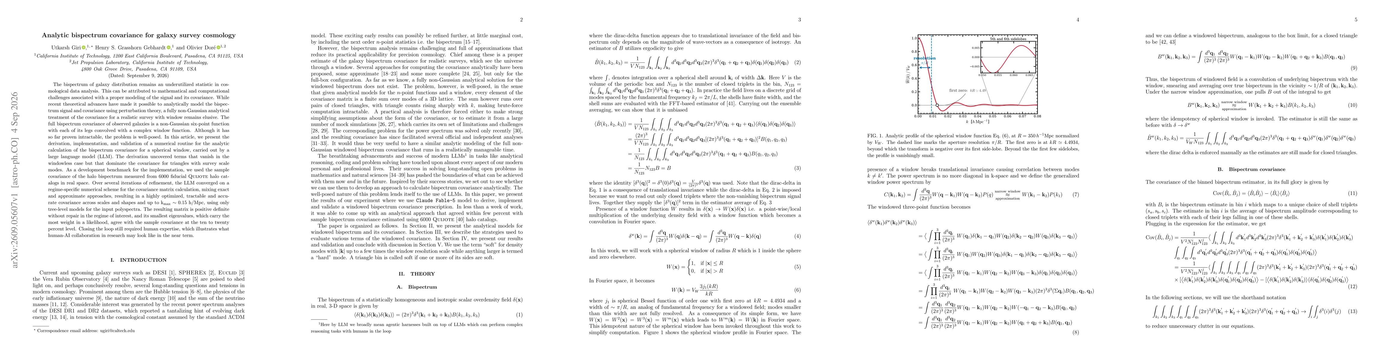 Thumbnail for Analytic bispectrum covariance for galaxy survey cosmology