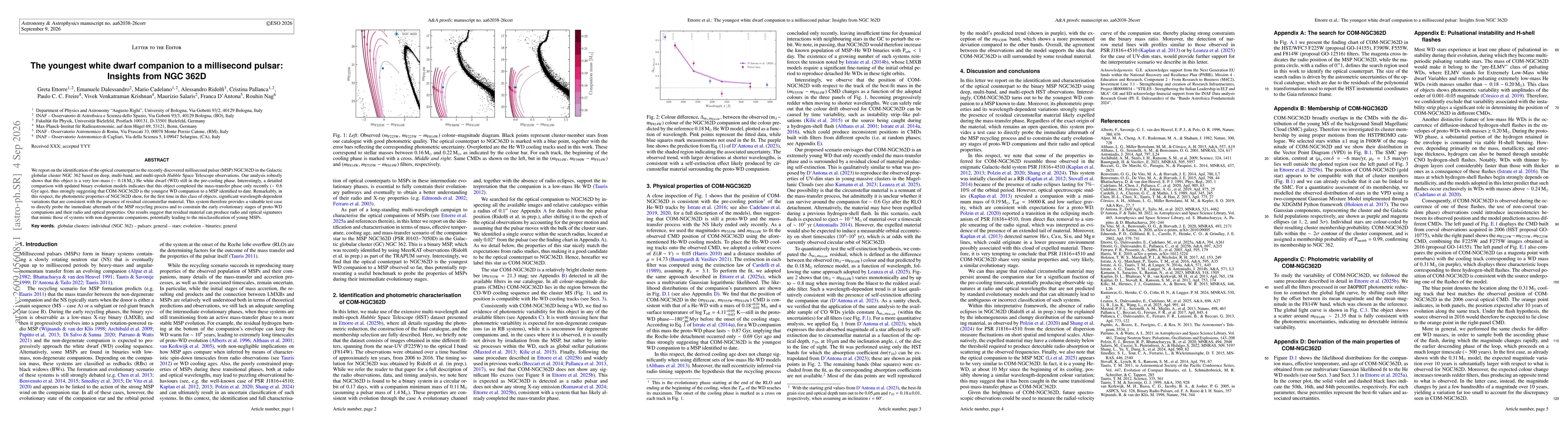Thumbnail for The youngest white dwarf companion to a millisecond pulsar: Insights from NGC 362D